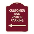 Signmission Customer and Visitor Parking W/ Left Arrow Heavy-Gauge Aluminum Sign, 24" x 18", BU-1824-24216 A-DES-BU-1824-24216